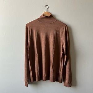 NWT Button Back Fine Knit Funnel Neck Sweater in Brown